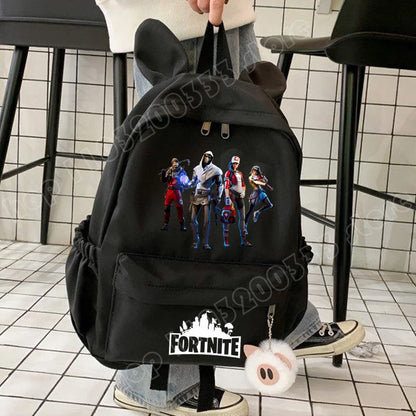 Nova Mochila Fortnite Cartoon para Rapaz e Rapariga, Mochila Escolar Casual de Grande Capacidade para Estudante, Mochila de Viagem com Orelhas de Coelho, Presente de Papelaria