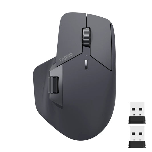 Rapoo MT760L/MT760M többmódú, újratölthető vezeték nélküli ergonomikus egér, 4000 DPI, akár 4 eszköz támogatása, Bluetooth egér