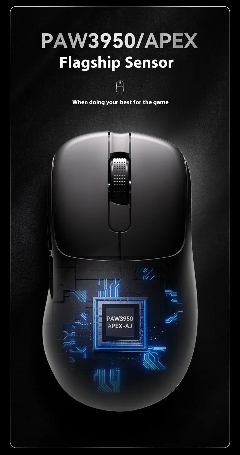 AJAZZ AJ179 APEX Gaming-Maus mit Dock mit Farbdisplay, magnetischem Laden, 8000Hz Hochfrequenz /, Tri-Mode (PAW3950), Rechtshänder