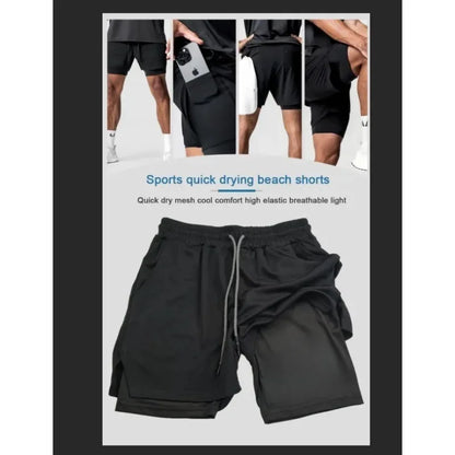 2025 Dragon Ball Japanese Animation Peripheral Double-layer Shorts Men's Trend Breathable Loose Sports Five-point Pants