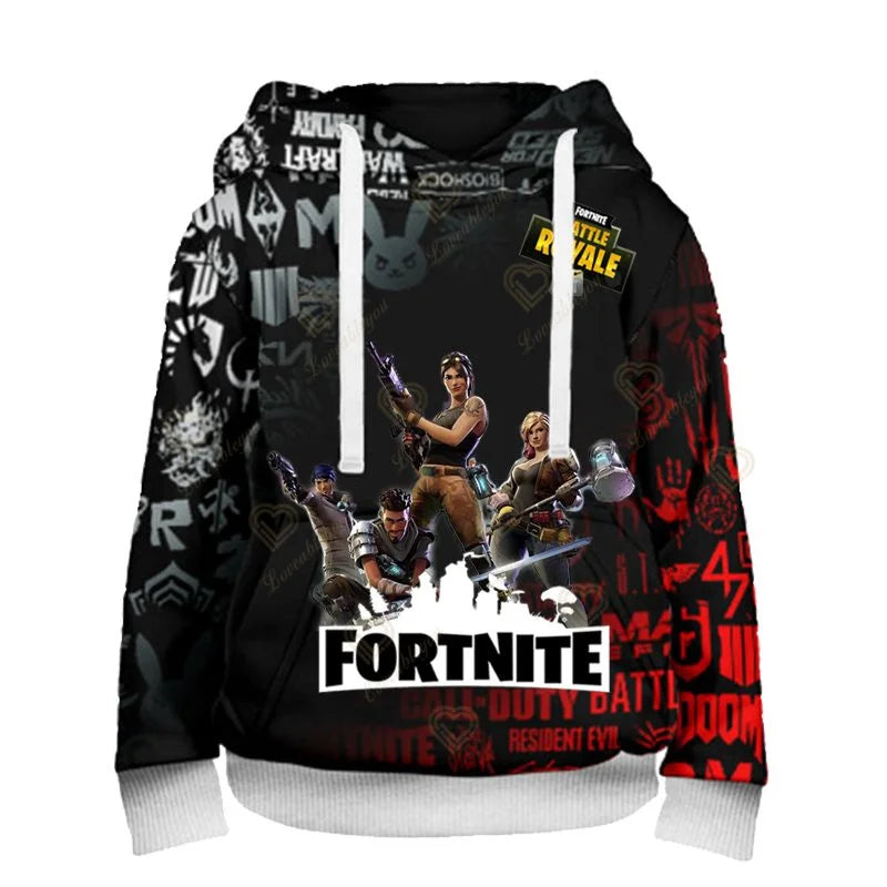 Sweatshirt com Capuz para Fãs de Fortnite, Impressão 3D Battle Royale, Cosplay Victory, para Homem, Mulher e Criança, Streetwear com Capuz