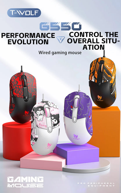 2026 Wired Gaming Mouse Cute Personalized Anti Slip Sticker 6-Key Office Mouse Suitable For Desktop And Laptop Computers NEW HOT
