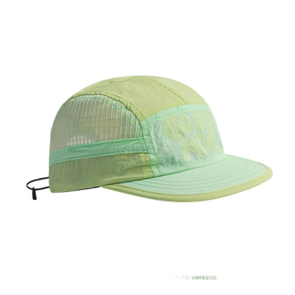 Pehmeälierinen, nopeasti kuivuva baseball-lippis, retrotyylinen 5-paneelinen aurinkosuojahattu, hengittävä hattu, rento hiphop-hattu, verkkokangasjuoksulippis