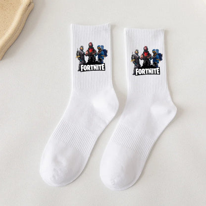 Fortnite-Socken mit Cartoon-Spielcharakter, lange Socken für Kinder und Schüler, einfarbige Baumwollsocken für Frühling und Herbst, Geburtstagsgeschenk