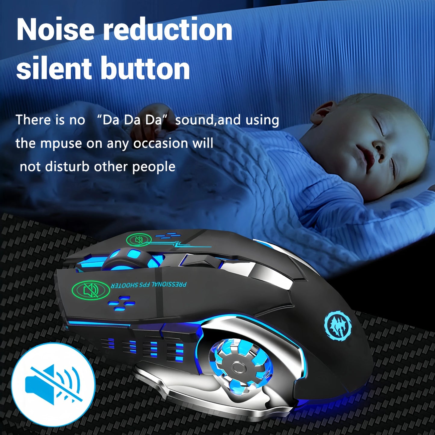 Mouse KEBIDUMEI cu Bluetooth 5.2 dual-mode, mouse wireless 2.4G, mouse de gaming RGB reîncărcabil, silențios, 3600 DPI, pentru laptop