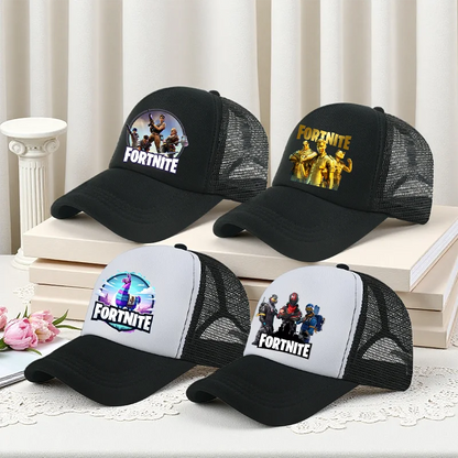 Dětská letní kšiltovka Fortnite s potiskem ve stylu kreslené hry, prodyšná síťovina, nastavitelná čepice s kšiltem, dárek k narozeninám pro děti