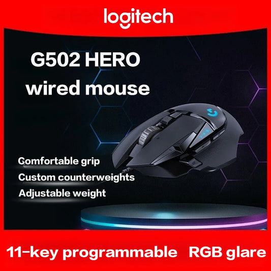 Logitech G502 HERO kabelgebundene Gaming-Maus E-Sport „Eating Chicken“ mechanische Maus mit RGB-Beleuchtung, ausgewogen einstellbar, „Eat Chicken“-Makro programmierbar