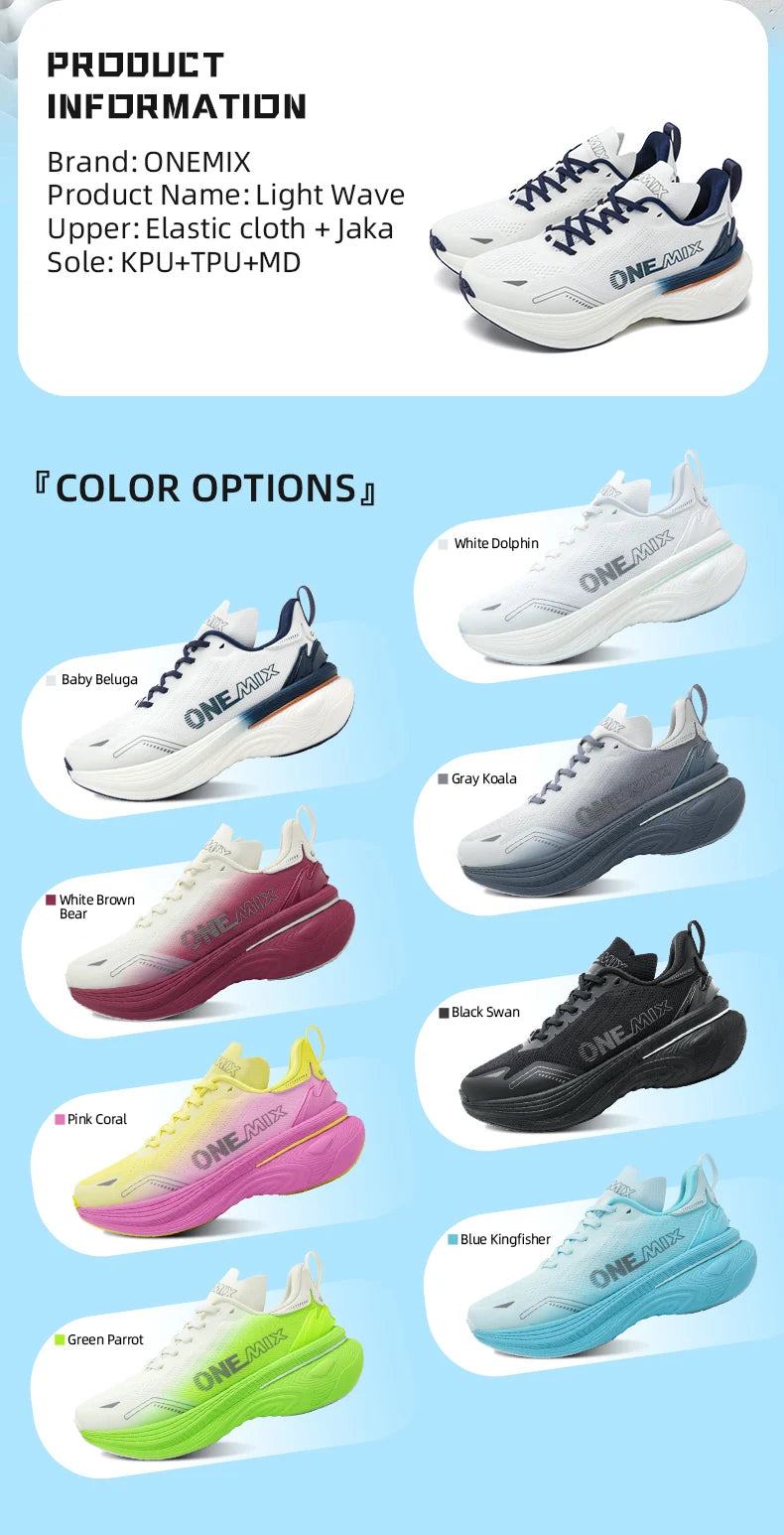 ONEMIX Nuove scarpe da corsa a forma di cuscino per donna e uomo, leggere, alla moda, da esterno, sneakers da strada, scarpe sportive da allenamento, jogging e fitness