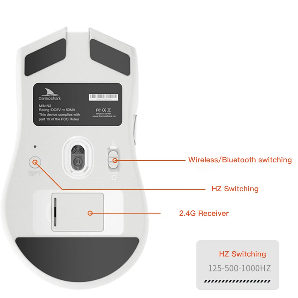 Motospeed Darmoshark N3 Pro Bluetooth kabellose Gaming-Maus Double 8K Tri-Mode wiederaufladbar PAW3395 64g ergonomische Gamer-Maus