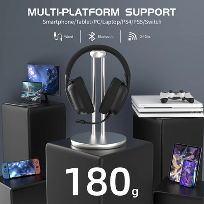 ATTACK SHARK L80 ultraleichtes 180g Gaming-Headset – kabellos im Tri-Mode (Bluetooth 5.3 / 2.4G / kabelgebunden), 5.1 Surround Sound, 40mm-Treiber, absteckbares Mikrofon