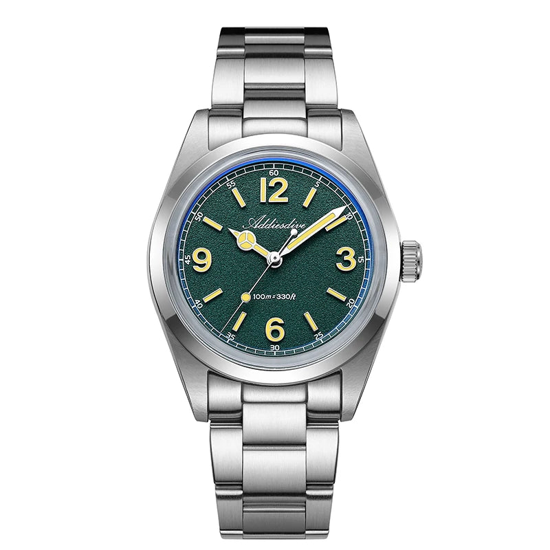 Reloj para hombre ADDIESDIVE AD2518 de 36mm en oferta destacada, cristal de espejo abombado, acero inoxidable 316L, cuarzo, resistente al agua 100m