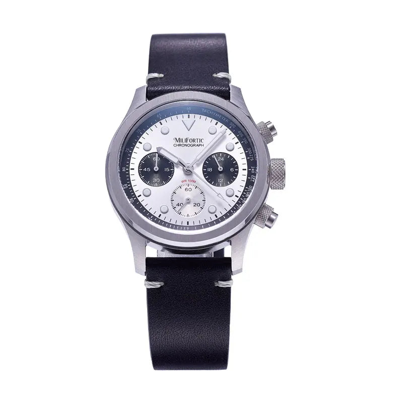 Milifortic 39MM Fashion Chronograph Watch Man R086 Retro C3 Luminous Stainless Steel Waterproof 100M VK63 Quartz Watches For Man