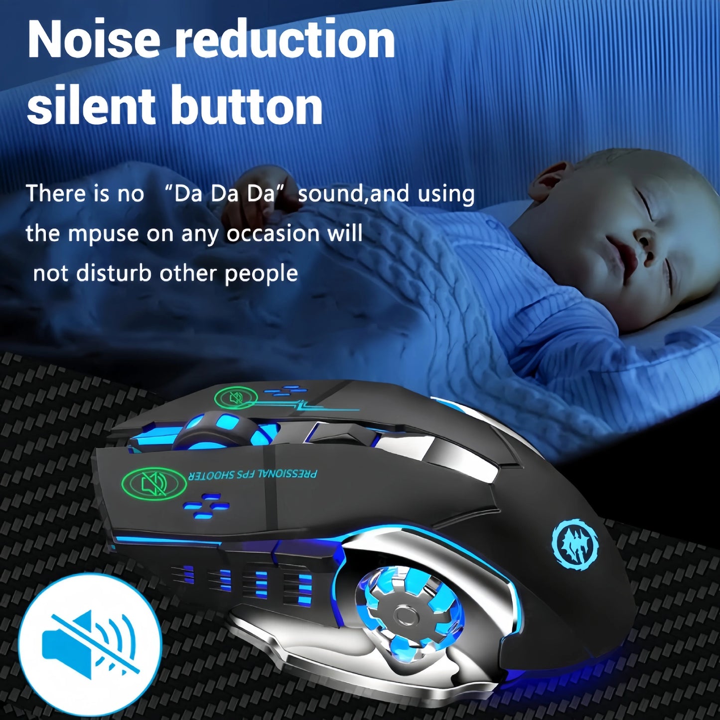 Rechargeable Wireless Gaming Mouse – Silent Bluetooth/USB, RGB Backlight, E-Sports for PC