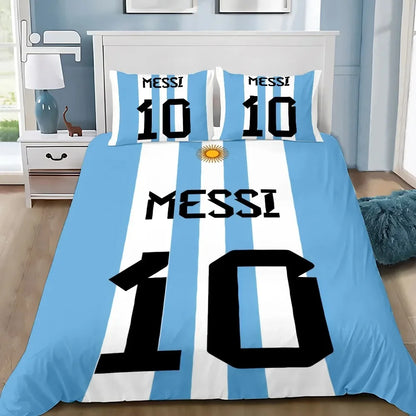 Conjunto de Roupa de Cama Estrela de Futebol M-messis com Capa de Edredão e Fronha para Adulto, Rapaz e Rapariga, Decoração de Quarto Infantil, Tamanho Individual, Duplo e Grande