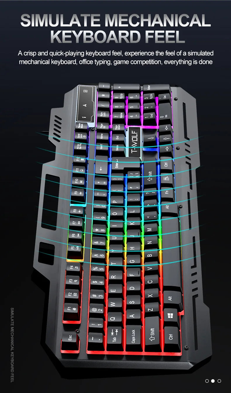 104Keys Gaming Keyboard and Mouse Combo with RGB Backlit,All-Metal Panel Waterproof Light Up,USB Wired Computer Keyboards Gaming