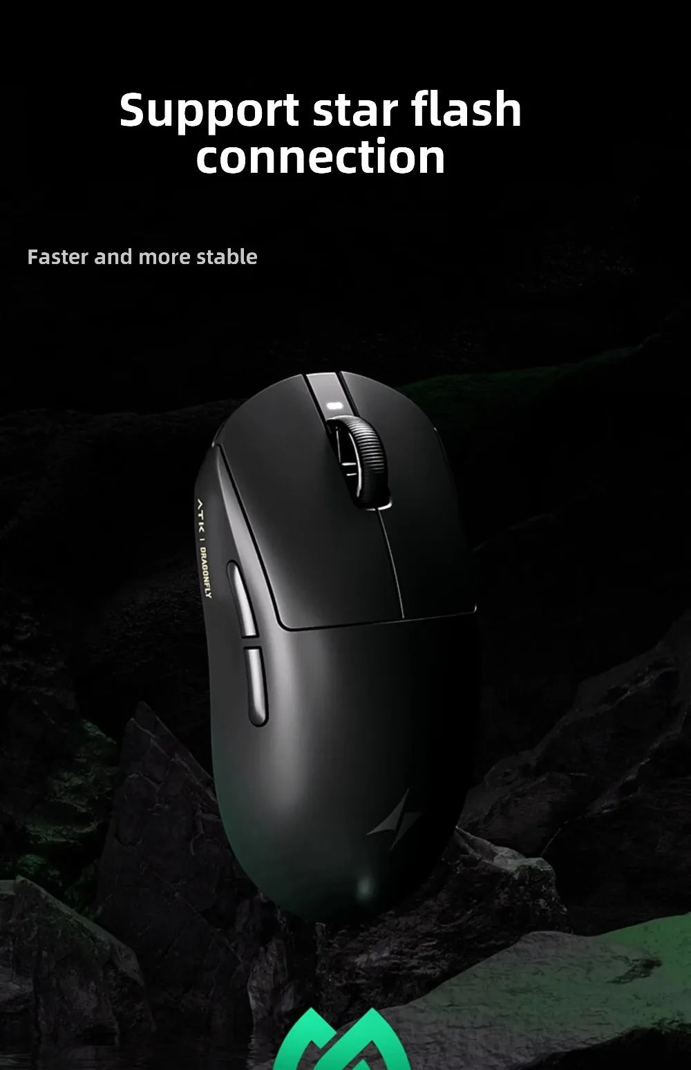 Rato Gaming Bluetooth Sem Fios ATK Dragonfly A9, Design Ergonómico, Resposta Rápida, PAW3950 Ultra, 800mAh, Leve, 8KHz, eSports