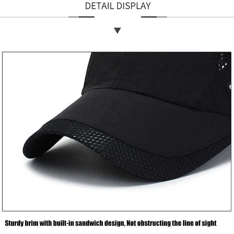 Spring Summer Quick Drying Sports Cap Golf Fishing Hat Summer Outdoor Sun Hat Adjustable Unisex Baseball Cap For Womens Men