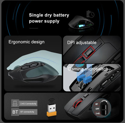 Mouse gaming E-YOOSO X-31 Pro USB, mare, cu suport Bluetooth 2.4G Wireless, PAW3212, 4800 DPI, pentru gameri, computer, laptop și PC