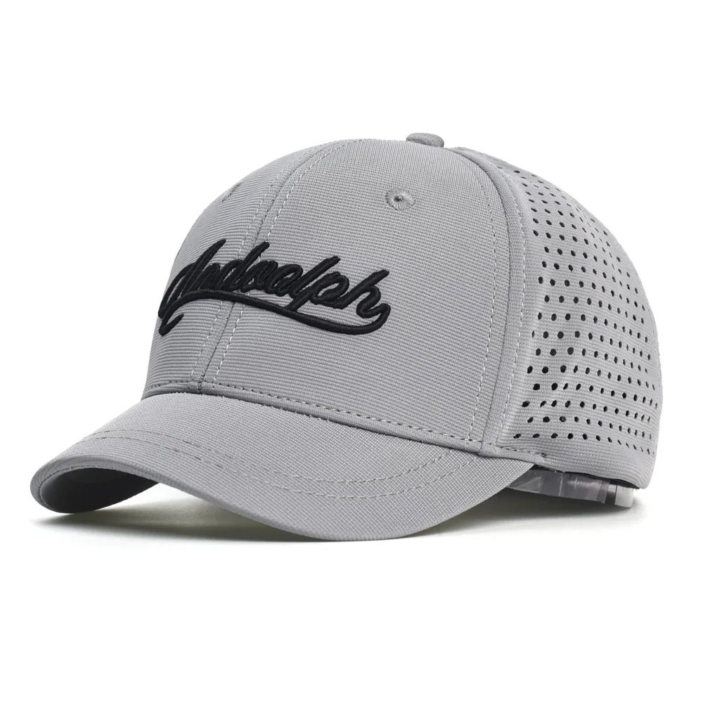 Baseballkappe mit Netzstoff, kurzer Krempe, geschlossener Rückseite, atmungsaktiv, Snapback-Kappen, eng anliegend, Dad-Cap, verstellbar, einfarbig, Trucker-Stil