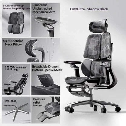 Sedia da ufficio in rete ergonomica executive per computer e gaming, arredo moderno girevole con ruote e regolabile, sedia gaming ergonomica