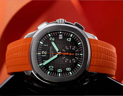Specht & Söhne New Classic 5167 Men's Watch Orange Color Sapphire Crystal Rubber Strap Sports Male Quartz Watches 50M Waterproof