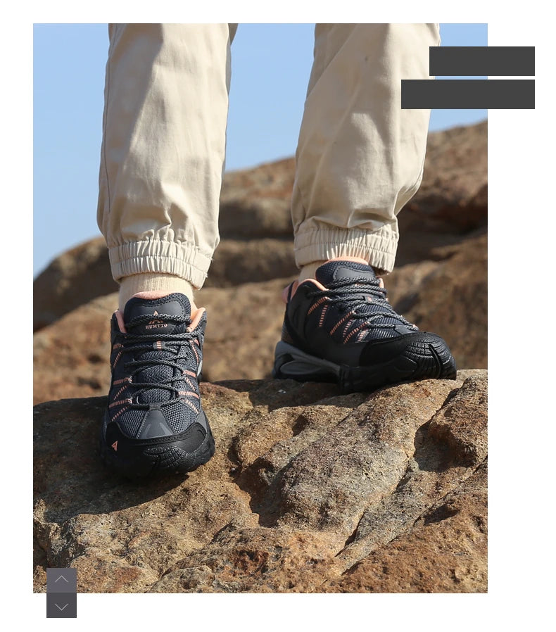 HUMTTO Hiking Shoes for Women Wear-Resistant Outdoor Women's Sports Shoes Lace-Up Climbing Trekking Sneakers Woman 110609B