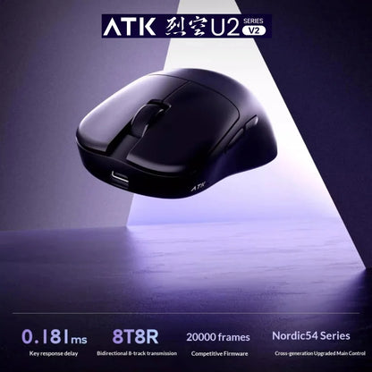 NEW ATK U2 V2 Mini Ultimate Wireless Gaming Mouse Tri-model Lightweight PAW3950 Ultra 8KHz 500mAh Custom Ergonomic E-sports Mouse