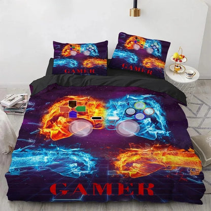 Gamer Bedding Sets for Boy Kid Gaming Duvet Cover Set Queen Video Games Comforter Cover,Playstation Designs Bed Set for Teen Men