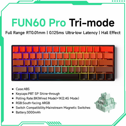 Akko MonsGeek FUN68 FUN60 PRO&MAX HE Magnetic Keyboard 60% 65% Gaming Keyboards Rapid Trigger 8K Custom Keyboard Gamer Esports