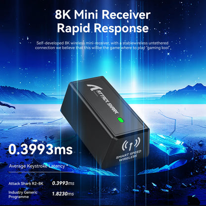 Attack Shark R2 bezdrôtová herná myš PAW3950 8K z horčíkovej zliatiny, ľahká herná myš Bluetooth Tri-Mode na hranie/prácu v kancelárii