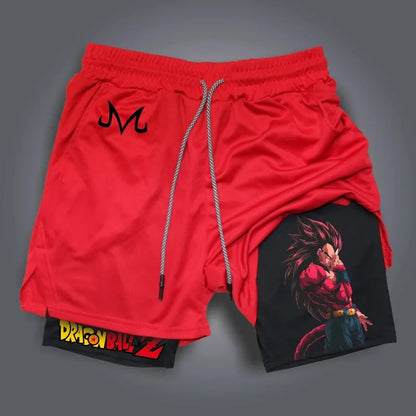 Vegeta Dragon Ball Summer Men Women Fitness 2025 Double-layer Fake Two-piece Loose Sports Training Running Shorts Casual Pants