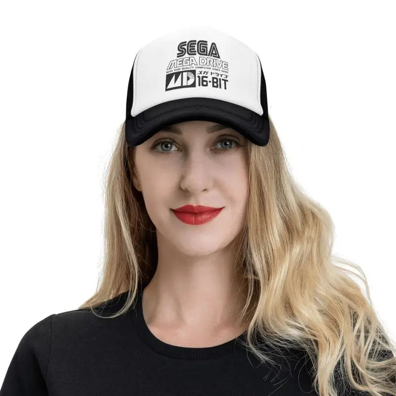 Sega Mega Drive -verkkolippalakki, unisex, hip-hop-snapback, kesäinen hengittävä aurinkolippis, trucker-malli, säädettävä hattu
