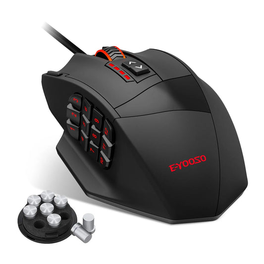 E-YOOSO X-39 programmierbare Gaming-Maus, kabelgebundene RGB-Maus mit 18 Tasten, 8 herausnehmbaren Gewichten, 5 DPI-Stufen, ergonomischem Griff für Computer