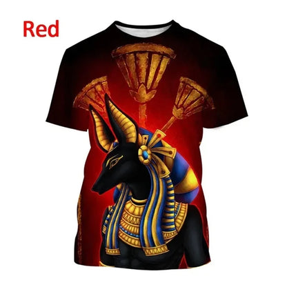 T-Shirts mit dem Sensenmann Anubis – 3D-gedrucktes T-Shirt mit altägyptischem Gott – Auge Ägyptens – Pharao – Harajuku-Mode – Kurzarm-T-Shirt