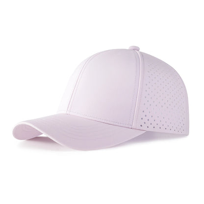 VOBOOM Herren-Baseballkappe mit Schnell-Trocknungsfunktion, lasergeschnittenem Netzstoff, gewölbter Krempe und Snapback-Verschluss – für Outdoor, Laufen und Reisen – schwarze Kappe