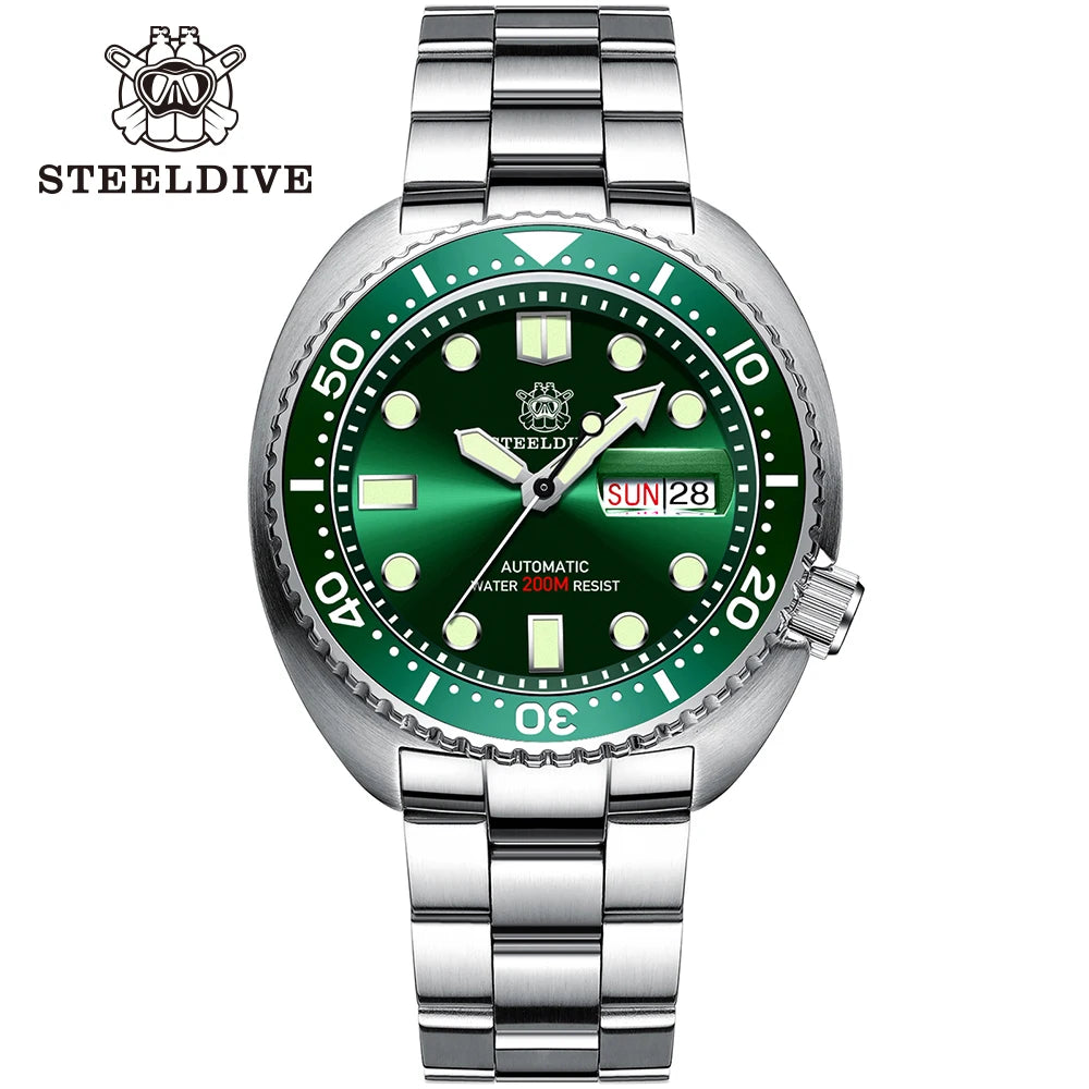 STEELDIVE Brand Classic Design SD1972 45mm Case Ceramic Bezel Sapphire Glass NH36 Automatic Movement Day and Date Sports Watches