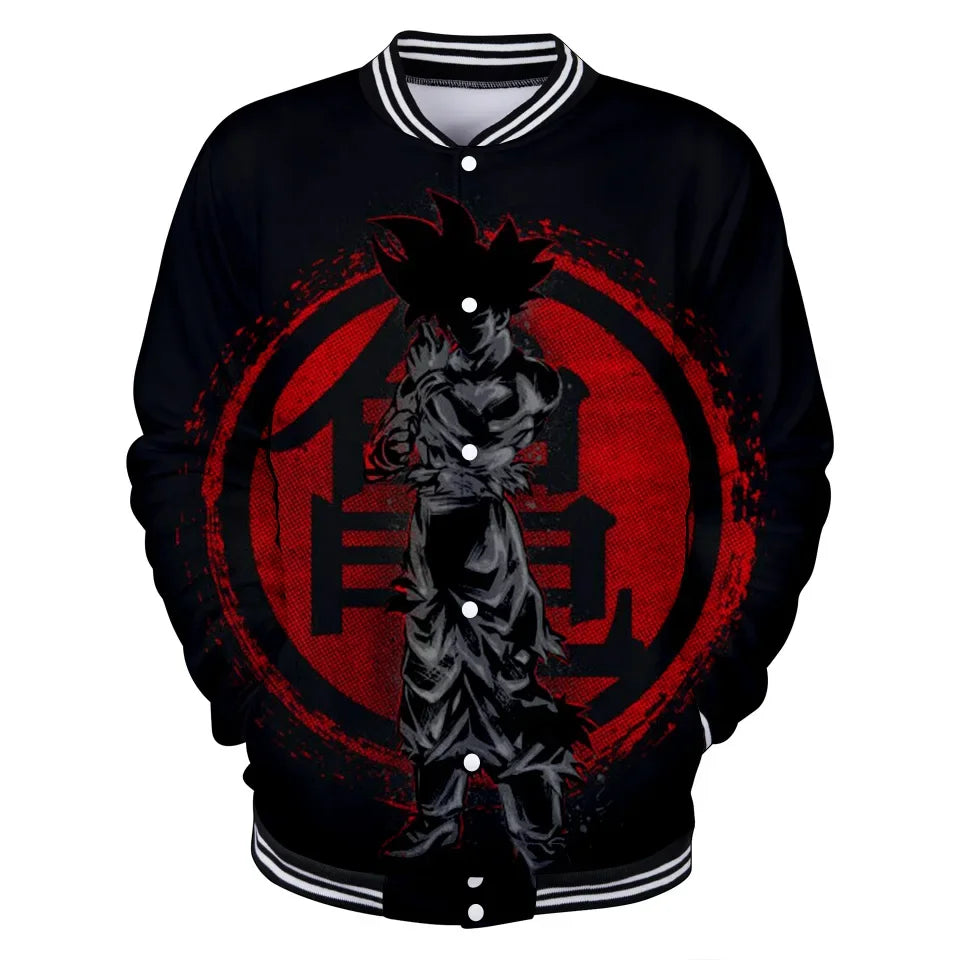 Neue japanische Anime Dragon Ball Z College-Jacke für den Herbst, lässiger Sweatshirt-Hoodie-Mantel, Marken-Baseballjacke
