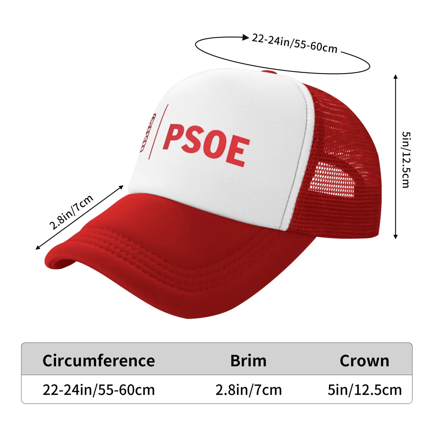 PSOE Logo Pedro Sanchez Mesh Trucker Hat Trendy  Summer Breathable Mesh-back Baseball Cap Adjustbale For Casual Wear