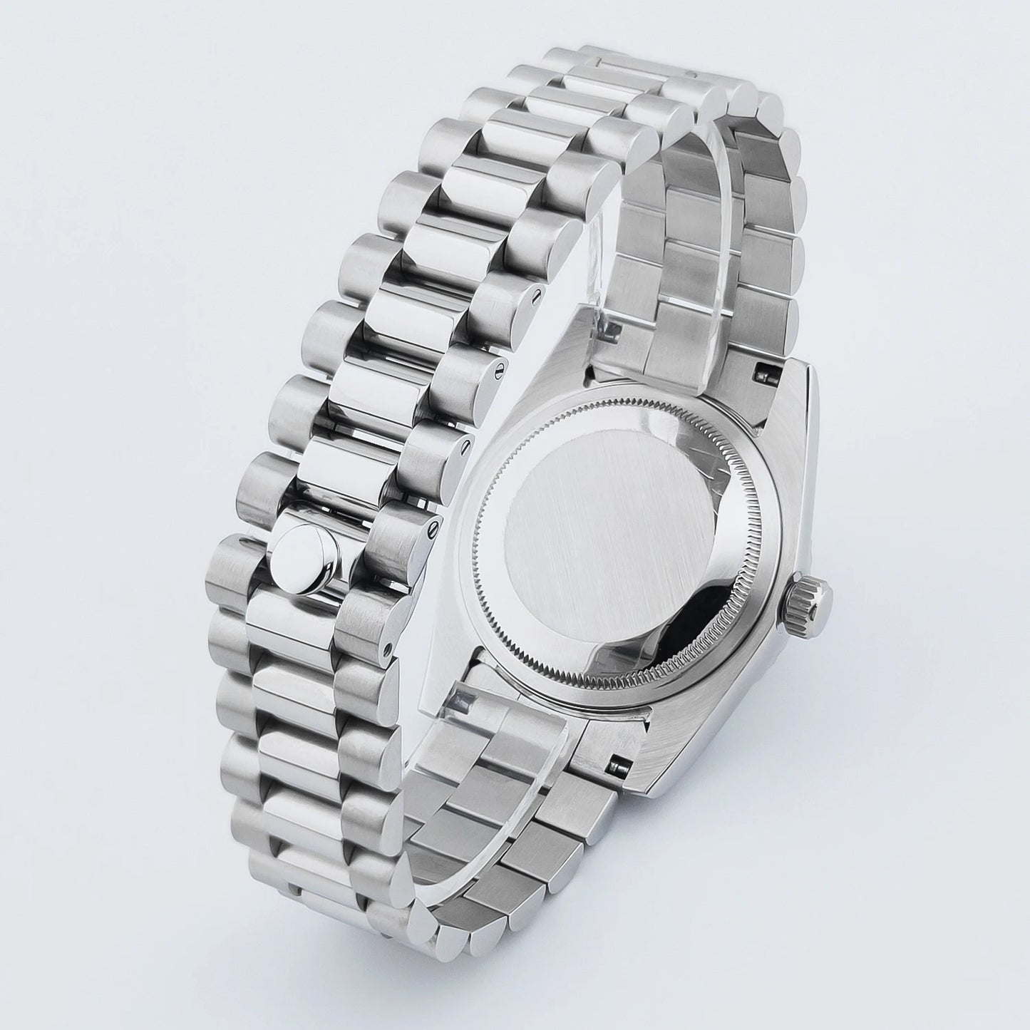 Orologio meccanico da uomo CORGEUT NH36 con indicazione di giorno e data, bracciale President, cassa in acciaio, lunetta arcuata filettata, impermeabile