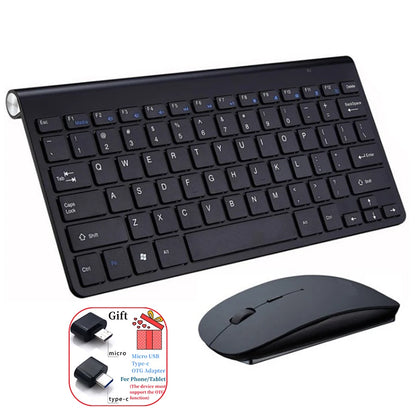 Conjunto de teclado e rato sem fios espanhol, hebraico, coreano e tailandês 2.4G Mini portátil para Windows, Mac e Android