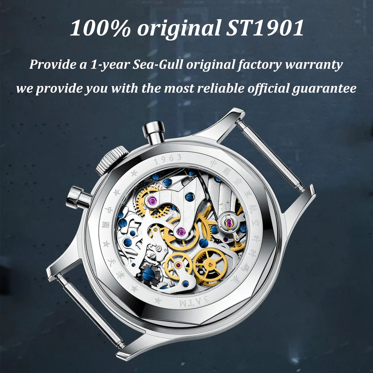 Seagull 1963 International Edition Herren-Mechanikuhr Pilotenuhr ST1901 Retro-Chronograph Armbanduhr Air Force Aviation Neu