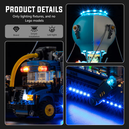 Conjunto de iluminação LED sem modelo, compatível com blocos de construção LEGO Fortnite Battle Bus 77073