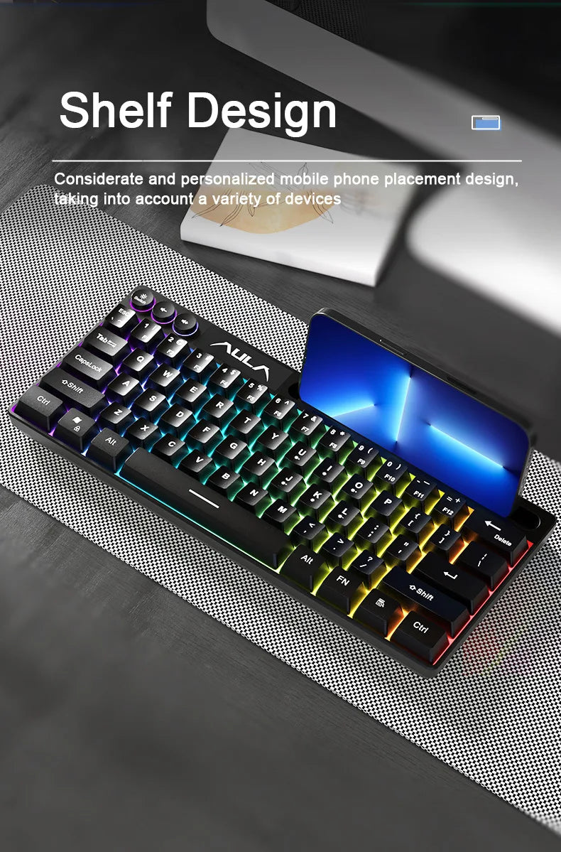 AULA F3061 Wired RGB Gaming Keyboard Membrane Keyboar 60% Gamer klawiatura pc teclado de computador usb teclados cute key board