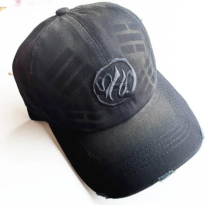 Kpop Embroidered Vintage Washed Baseball Cap Mens Womens Retro Distressed Cotton Dad Hat Streetwear Adjustable Snapback