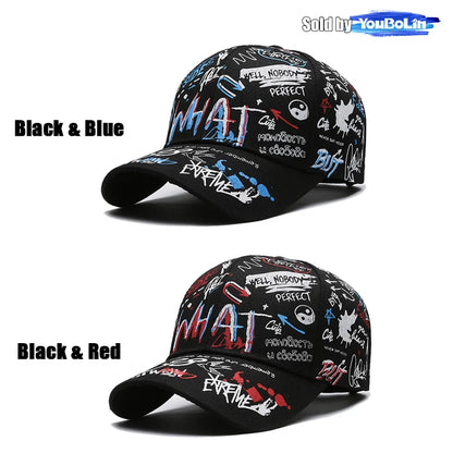 Graffiti Baseball Cap for Men Women – Cotton Adjustable Hat Street Style Snapback