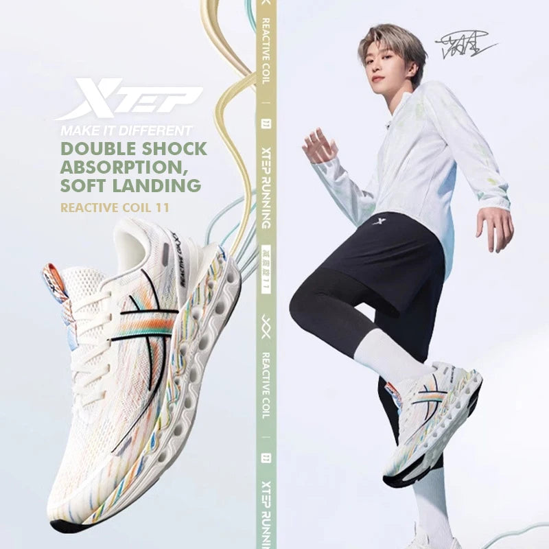 Xtep Reactive Coil 11.0 — męskie buty do biegania, letnie buty sportowe z amortyzacją wstrząsów i miękkim odbiciem, sneakersy 976219110026