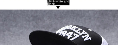 Baseballcap mit flachem Schirm, Buchstabenstickerei für Herren, vielseitig kombinierbar, Damen-Sommer-Hip-Hop-Hut, Outdoor-Sonnenschutz, verstellbare Schirmmütze
