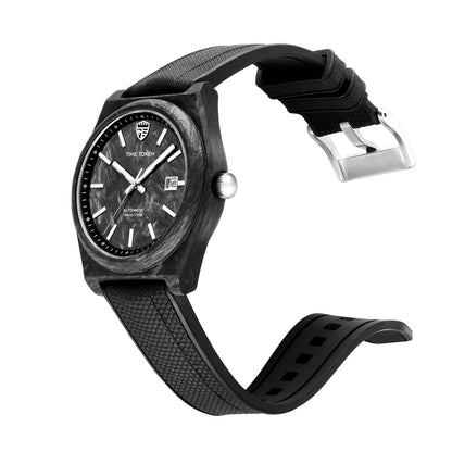 TIME TOKEN Neue Luminous Carbon Fiber 40mm Taucheruhr für Herren, luxuriöse automatische mechanische Uhr mit Kalender, Saphirglas, wasserdicht bis 100m