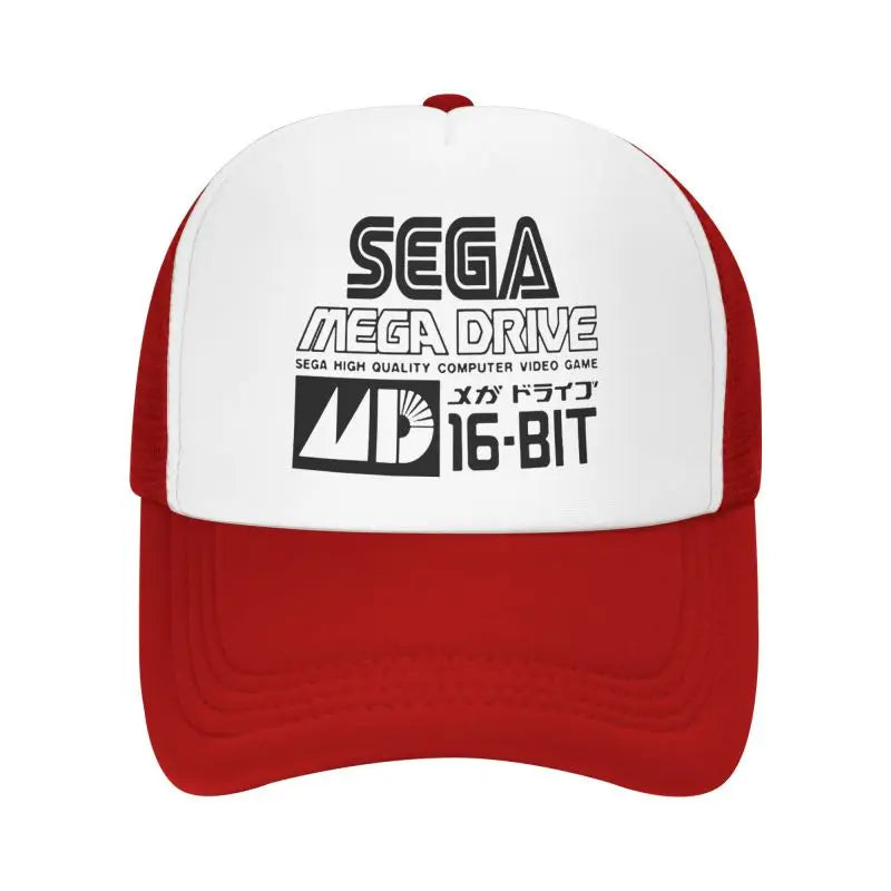 Sega Mega Drive -verkkolippalakki, unisex, hip-hop-snapback, kesäinen hengittävä aurinkolippis, trucker-malli, säädettävä hattu