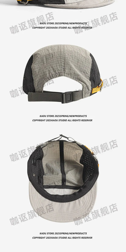 Gorras de béisbol japonesas de 5 paneles con combinación de colores retro para hombre; para verano, actividades al aire libre, acampada y ocio; protección solar; gorras de nicho para mujer